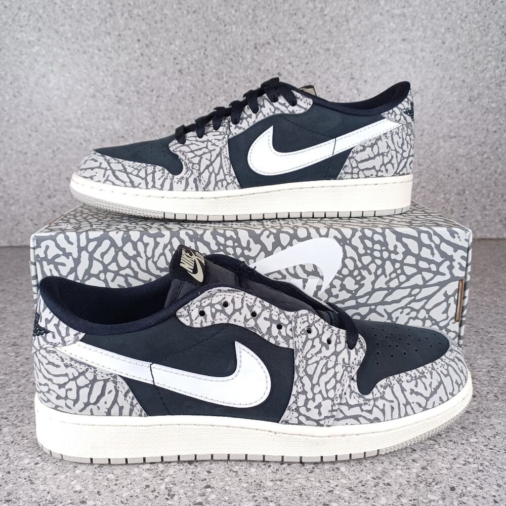 Nike Air Jordan 1 Retro Low OG Black Cement Sneakers - Size 7Y Shoes